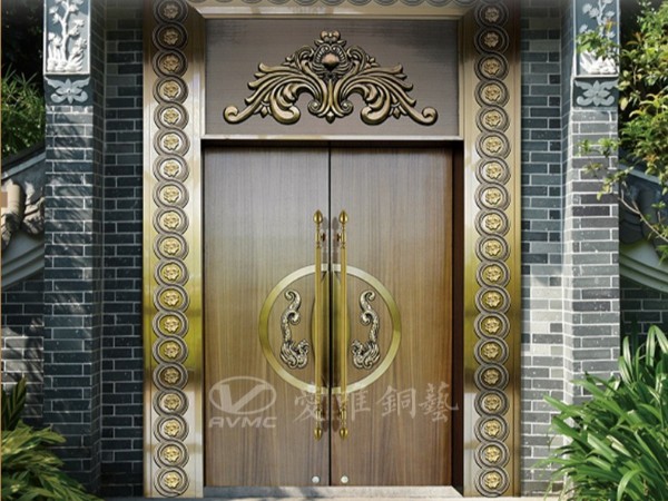 佛山銅門廠家愛唯銅藝——別墅大門庭院銅門青古銅門
